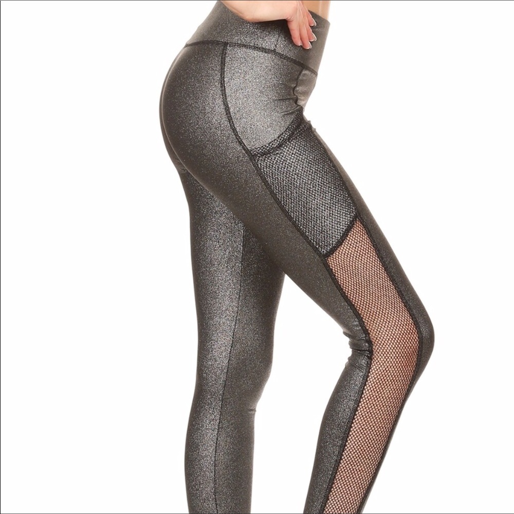 Almost gone! Silver metallic mesh leggings